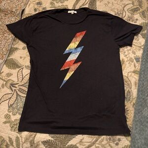 Retro Distressed Multi-Color Lightning Bolt Graphic Tee Shirt
